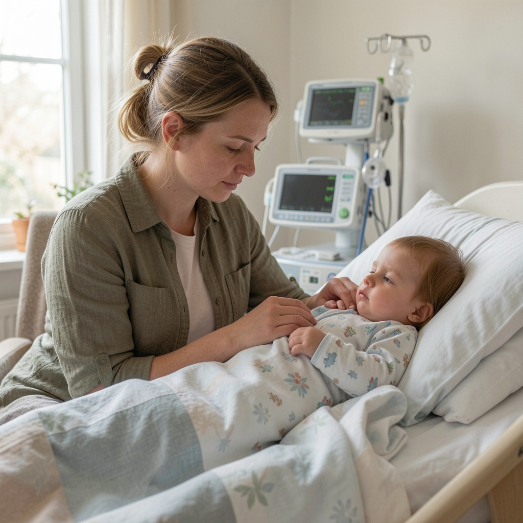 Pflegende Mutter mit ihrem intensivpflichtigen Kind im eigenen Zuhause. Symbolbil - Foto: magnific.com